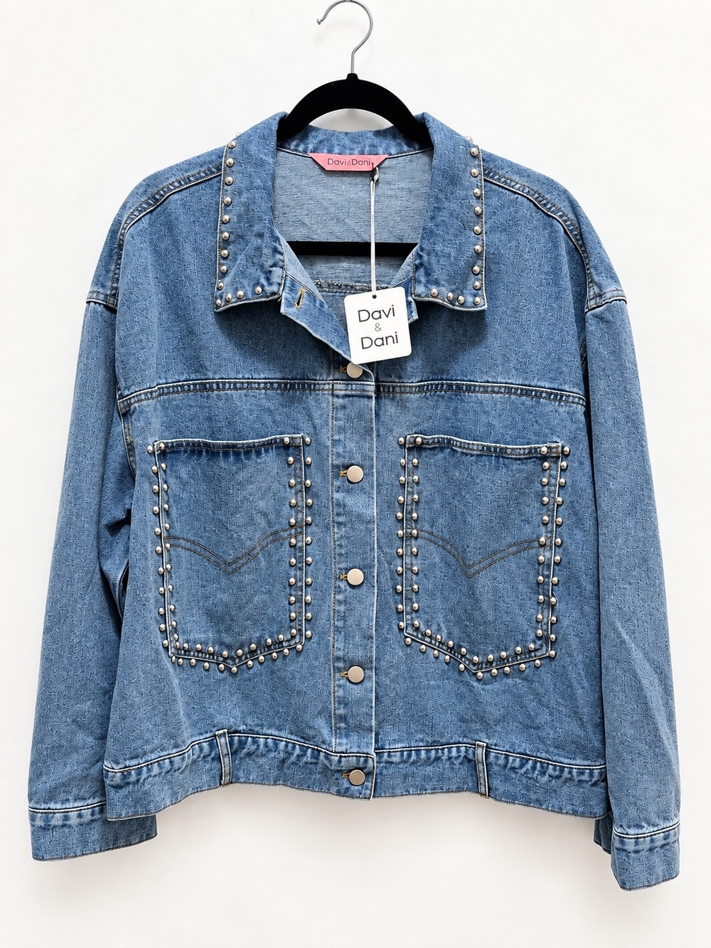 Davi & Dani 1X Studded Oversized Denim Jacket NWT